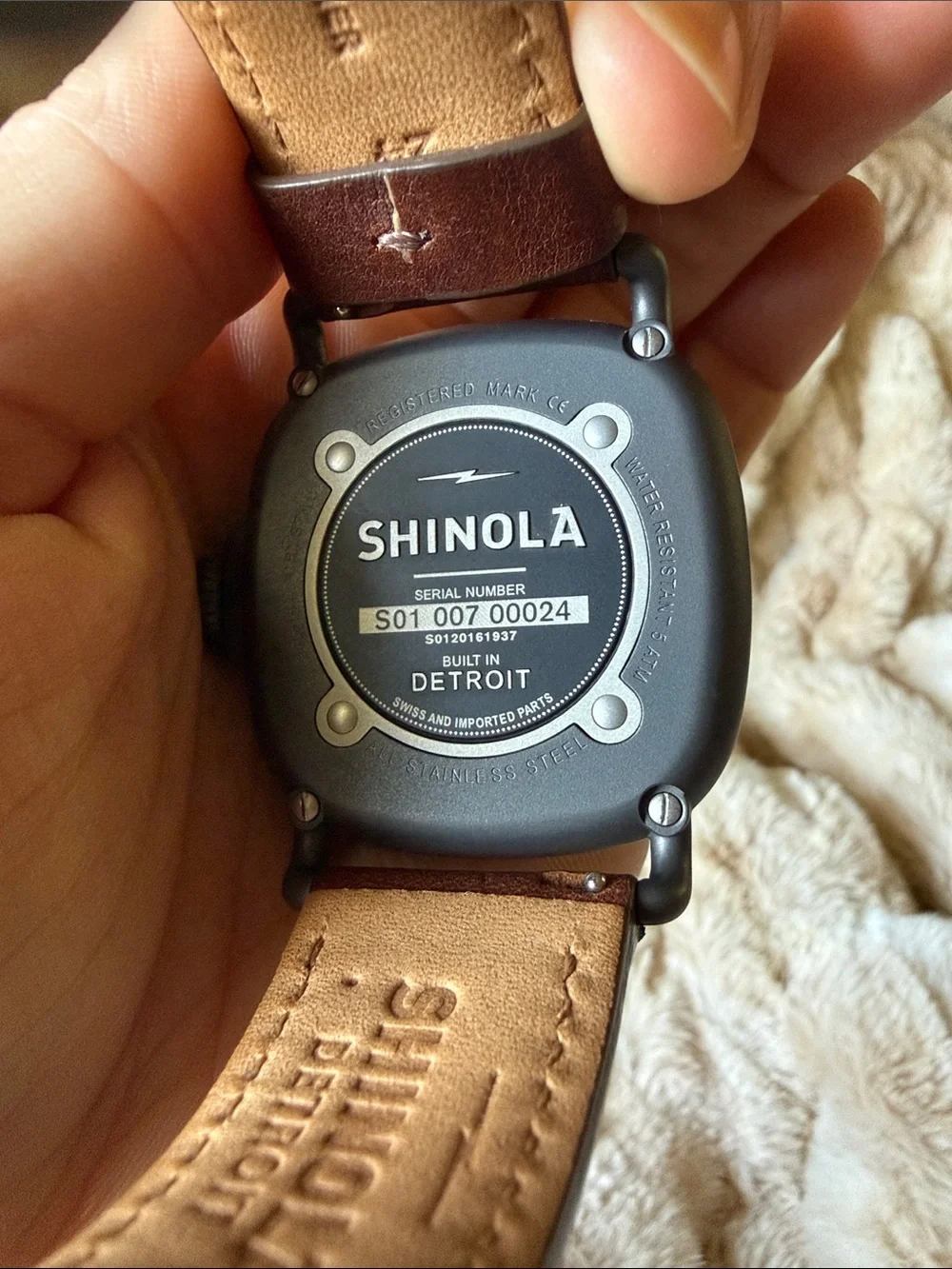 Shinola Guardian Men's Brown Leather Strap Watch with Black Dial & Gunmetal Case